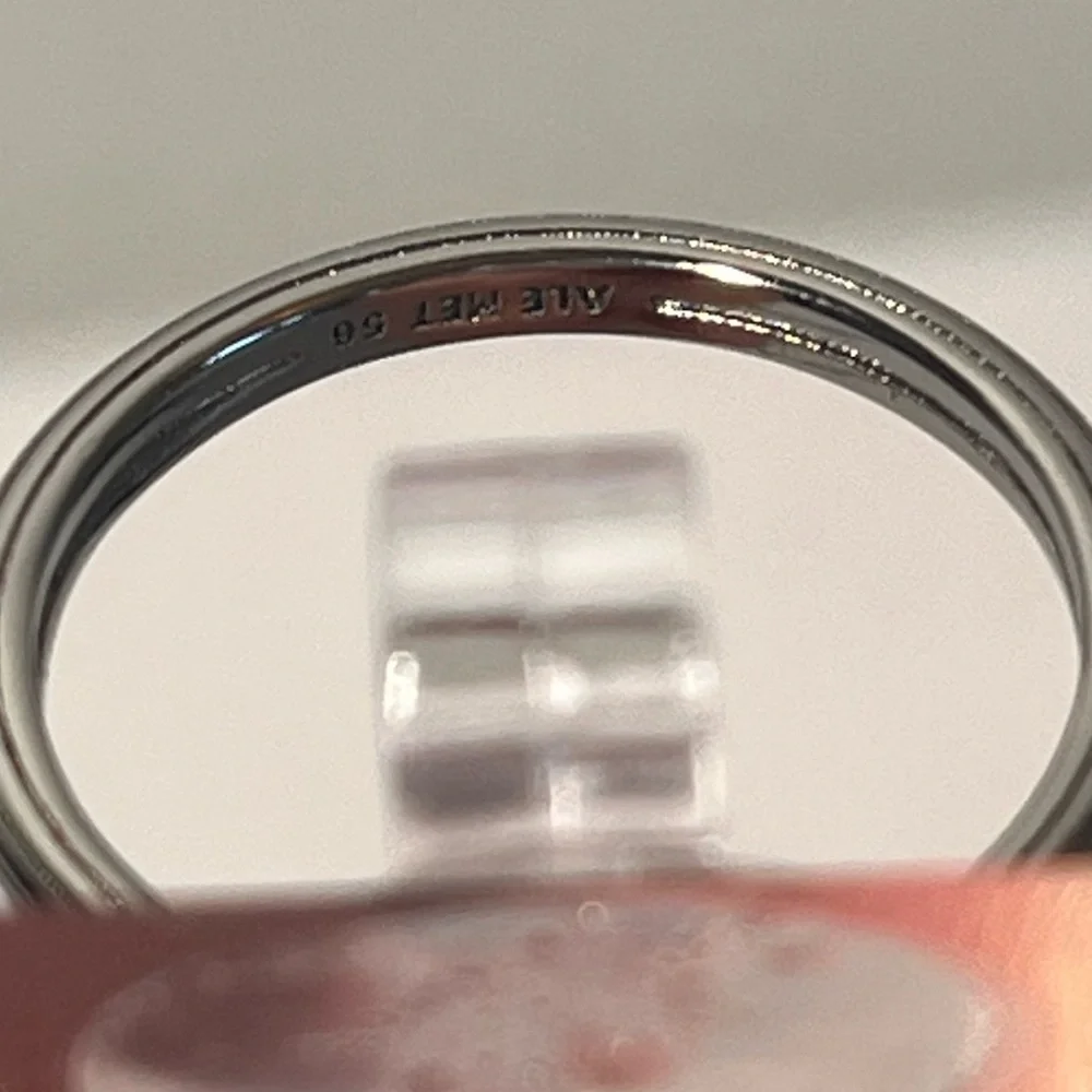 PANDORA Gunmetal Ring Band. Stackable. Size 56 or 7.5. Stamped. - Picture 4 of 7